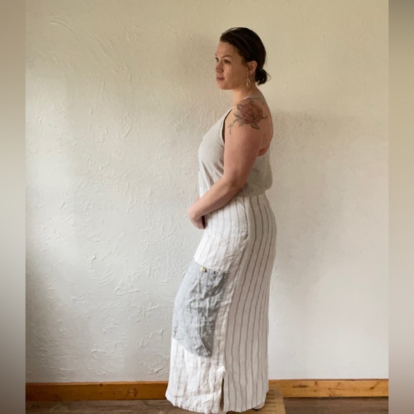 Somewhat Funky by Liz & Jane Racerback 100% Linen Maxi Dress w Pockets Medium - Picture 3 of 14